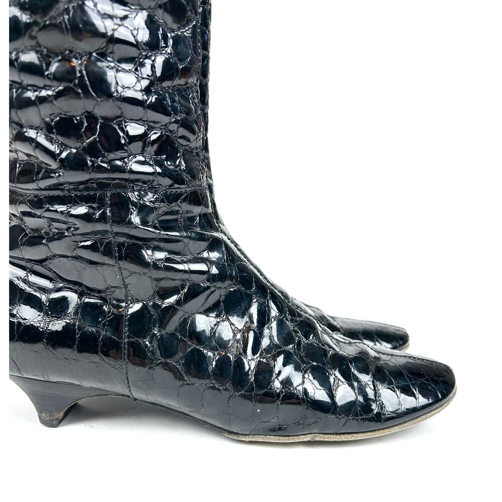 Miu Miu Croc Effect Knee High Kitten Heel Boots - image 5